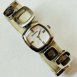 Fossil Asymmetrical Open Link Women's Dress Watch Silver Stainless ES-1869